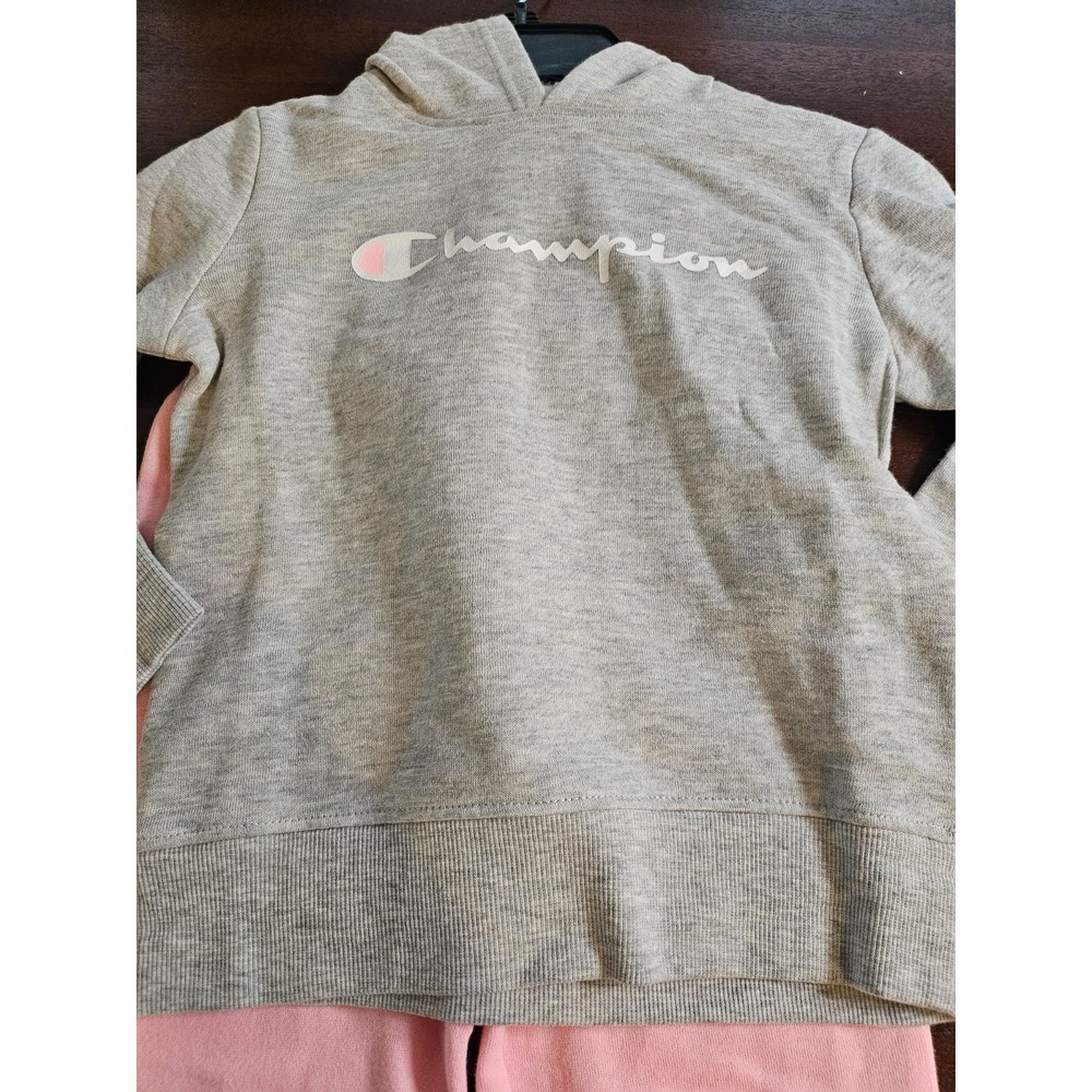 Champion Little Girl's Fleece Hoodie & Jogger Outfit Set Size 5 Pink/Gray NWT - Picture 3 of 10
